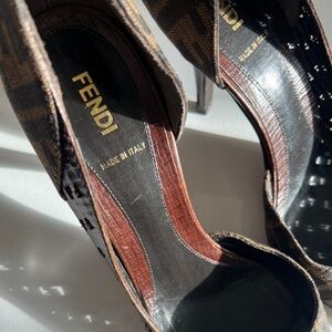 FENDI monogram vintage heels with metal logo